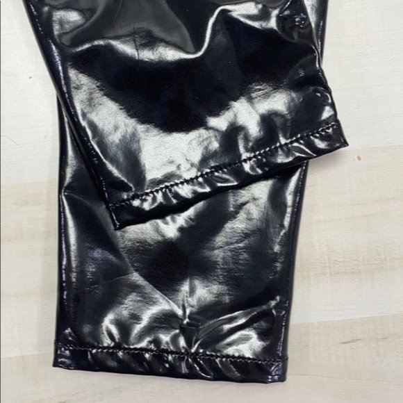 💥HOT & SAVAGE💥 Blank NYC Dominatrix Black Vinyl High Waist Pants with Slits - Picture 10 of 13